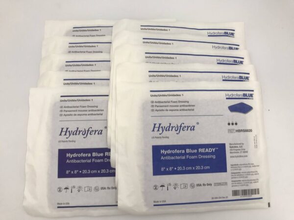 Hydrofera HBRS8820 Blue Ready AntiBacterial Foam Dressing 8" x 8" (10/Box) (X)