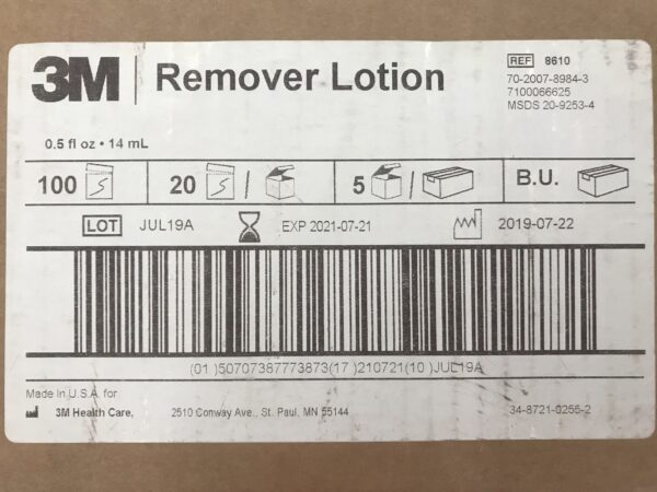 3M 8610 Remover Lotion 0.5fl oz (5 Boxes/Case) (X)