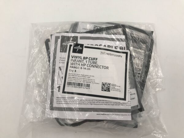 Medline MDS9720HPV Vinyl BP Cuff Infant, 1 Tube, with Hp Connector 8-14cm (5/Pack)