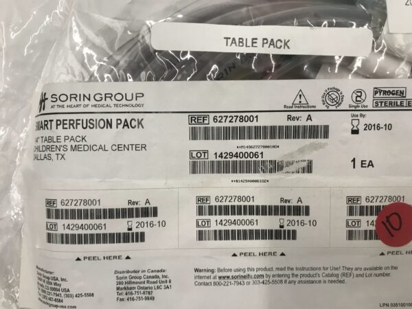 Sorin Group 627278001 Smart Perfusion Pack 1/4" Table Pack (X)