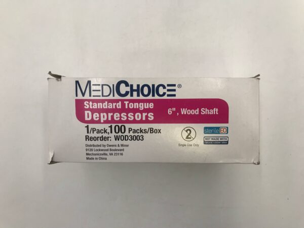 MediChoice WOD3003 Standard Tongue Depressors 6" Wood Shaft (100/Box) (X)