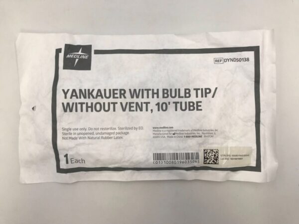 MEDLINE DYND50138 Yankauer with Bulb Tip/ Without Vent 10ft Tube