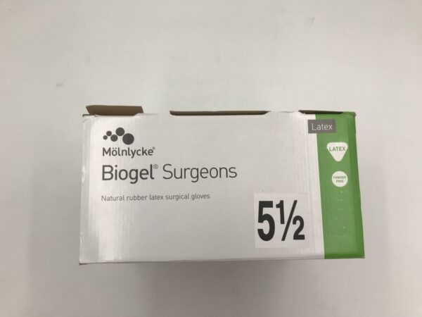 Molnlycke 30455 Biogel Surgeons Natural Rubber Latex Surgical Gloves Size 5 1/2 (50/Box)