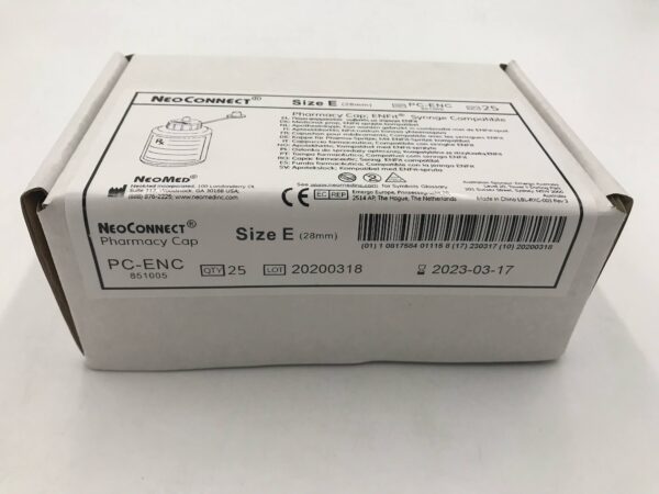 NEOMED PC-ENC NeoConnect Pharmacy Cap EnFit Syringe Compatible, Size E (25/Box)(X)