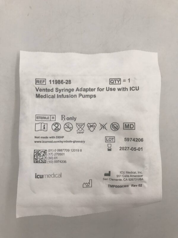 ICU MEDICAL 11986-28 Vented Syringe Adapter