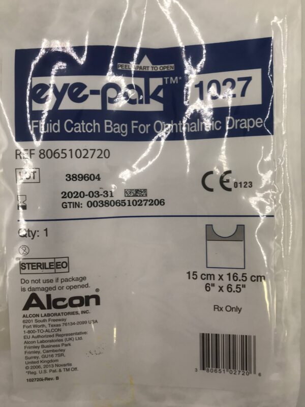 ALCON 8065102720 Eye-Pak Fluid Catch Bag For Ophthalmic Drape 15cm x 16.5cm (X)