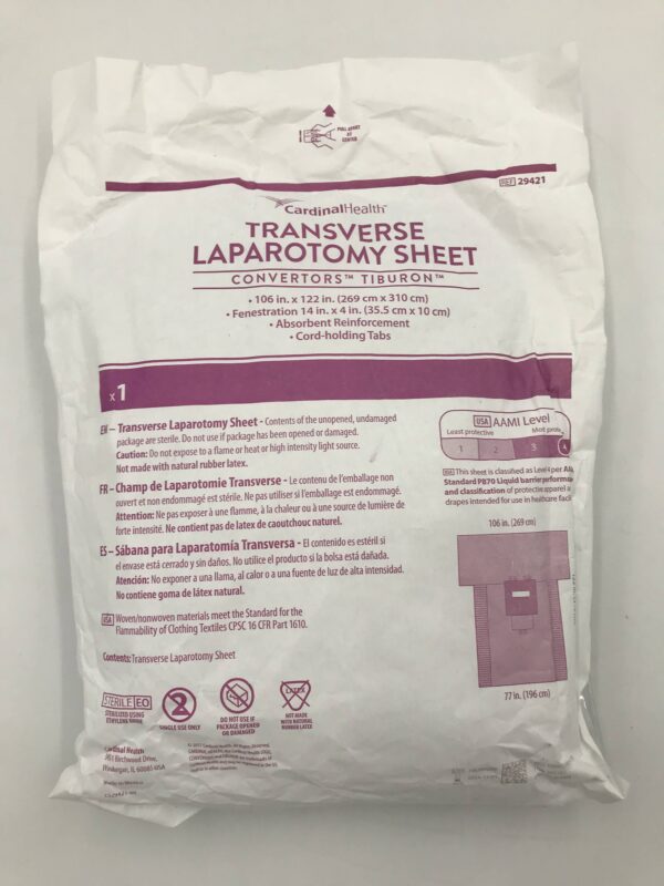 CARDINAL HEALTH 29421 Transverse Laparotomy Sheet 106" x 122" x 77"