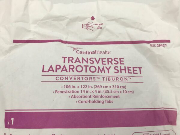 CARDINAL HEALTH 29421 Transverse Laparotomy Sheet 106" x 122" x 77"