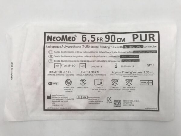 NeoMed FTL6.5P-EO Radiopaque, Polyurethane (PUR) Enteral Feeding Tube w/Enteral Only Connector 6.5Fr 90cm (X)