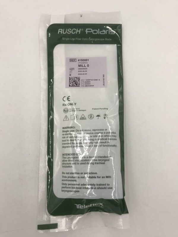 Teleflex 4150001 Rush Polaris Single-Use Fiber Optic Laryngoscope Blade MILL 0 (X)