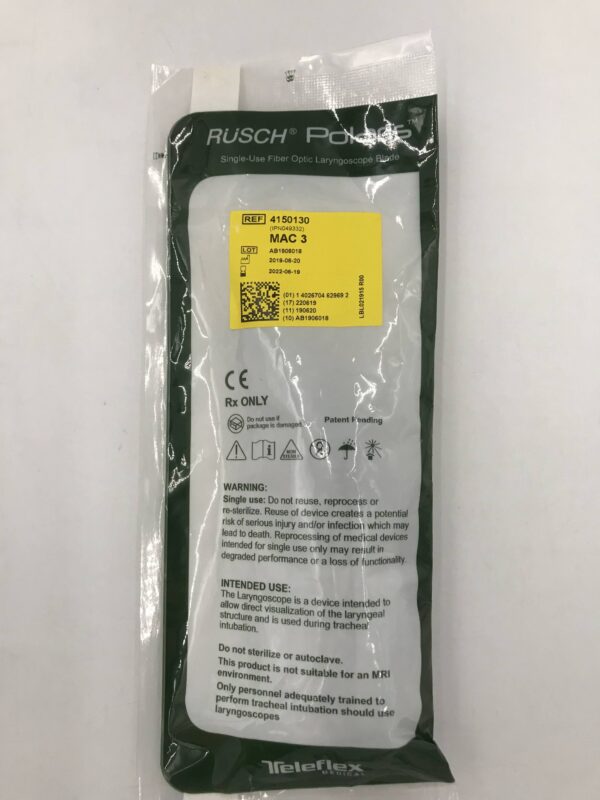 Teleflex 4150130 Rush Polaris Single-Use Fiber Optic Laryngoscope Blade Mac3 (X)