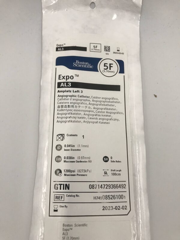 Boston Scientific 08526100 Expo AL3 Amplatz Left 3 Angiographic Catheter 5F (X)