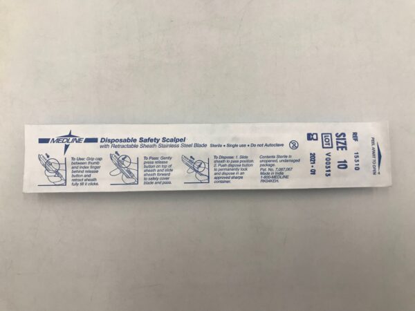 MEDLINE MDS15310 Disposable Safety Scalpel w/Retractable Sheath #10 (9/Box)