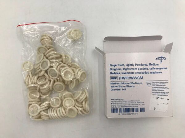 MEDLINE ITWFCWWCM Finger Cots, Lightly Powdered, Medium (144/Box)