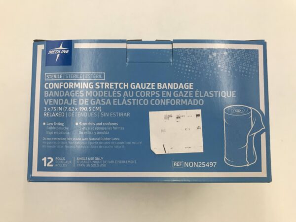 Medline NON25497 Conforming Stretch Gauze Bandage Low Linting 3 x 75in (12/Box)