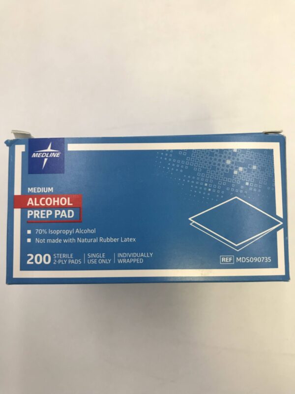 Medline MDS090735 Medium Alcohol Prep Pad 70% Isopropyl Alcohol (200/Box)