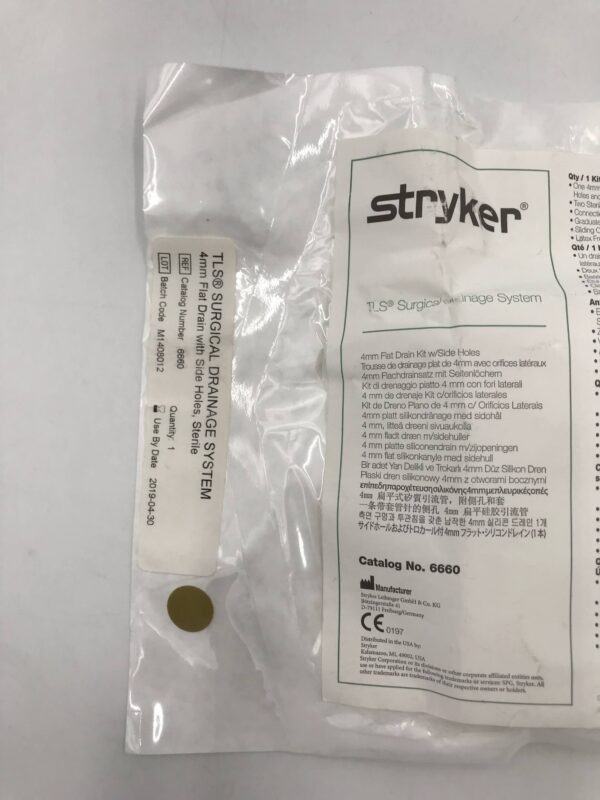 STRYKER 6660 TLS Surgical Drainage System, 4mm Flat Drain w/ Side Holes(X)