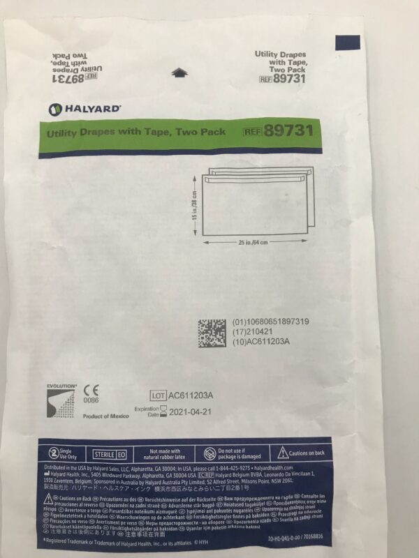 HALYARD 89731 Utility Drapes w/ Tape 15in x 25in (2/Pack)(X)