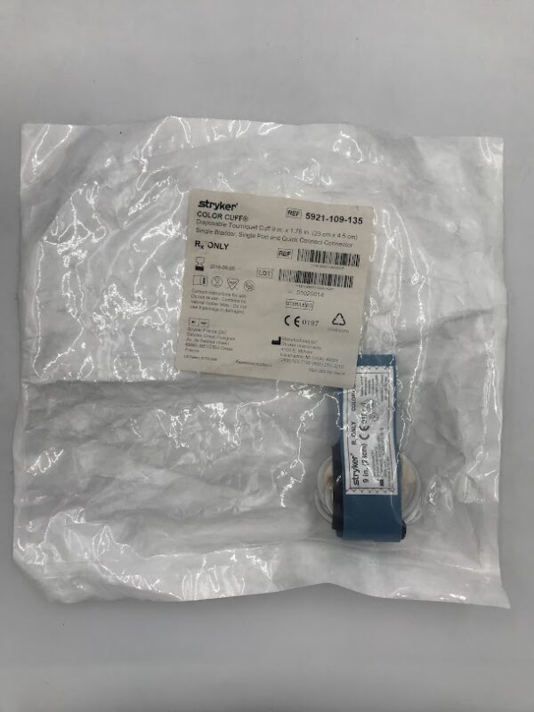 STRYKER 5921-109-135 Color Cuff Disp. Tourniquet Cuff Single Bladder/Single Port & Quick Connect Connector 9x1.75in (X)