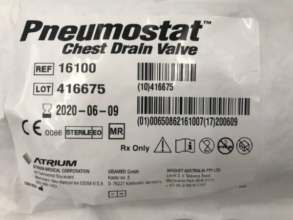 Atrium 16100 Pneumostat Chest Drain Valve (X)