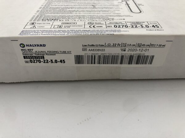 Halyard 0270-22-3.0-45 Mic-Key* Gastric-Jejunal Feeding Tube Kit Low-Profile GJ-Tube 22Fr (X)