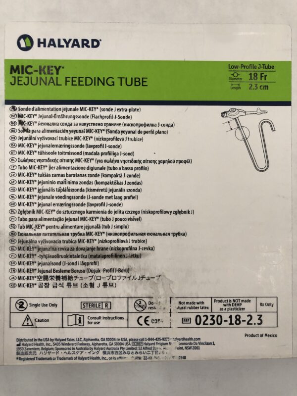 Halyard 0230-18-2.3 Mic-Key* Jejunal Feeding Tube Low-Profile J-Tube Kit 18Fr (X)