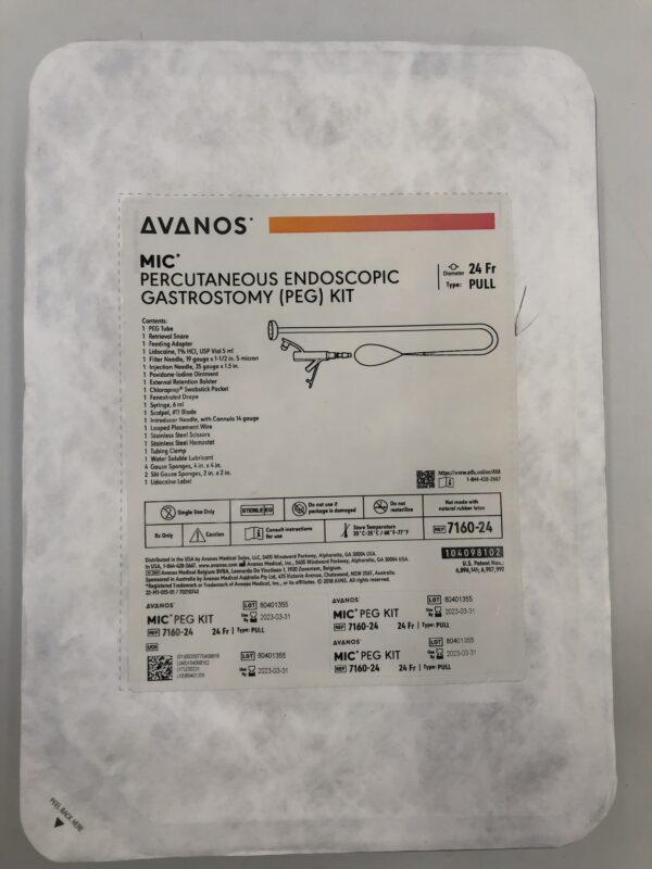 Avanos 7160-24 Mic* Percutaneous Endoscopic Gastrostomy (PEG) Kit (X)