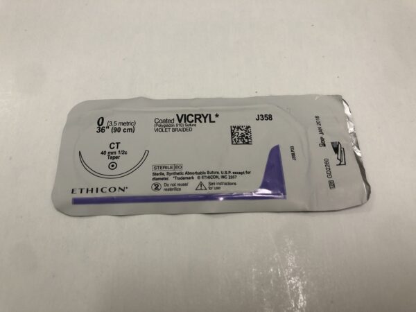 Ethicon J358 Vicryl 0 36" Coated Violet Braided CT 40mm (X)