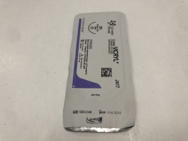 Ethicon J417 Vicryl Coated Suture Undyed Braided 2-0 27" SH 26mm (X)