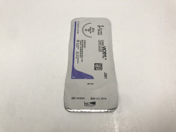 Ethicon J261 Vicryl Coated Suture Undyed Braided 1 27" CT-1 36mm Taper (X)