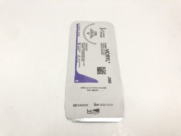 Ethicon J569 Vicryl Coated Suture Undyed Braided 1 27" CPX 48mm Reverse Cutting