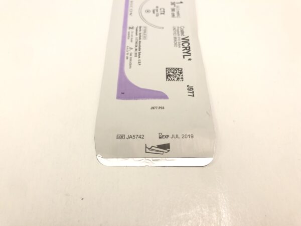 Ethicon J977 Vicryl Coated Suture Undyed Braided 1 36" CTX 48mm Taper (X)