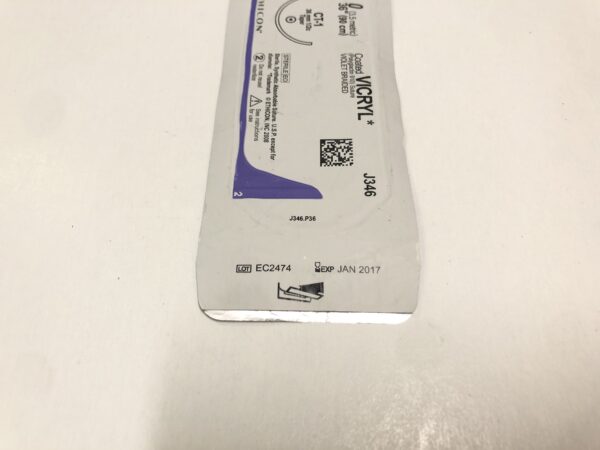 Ethicon J346 Vicryl Coated Suture Violet Braided 0 36" CT-1 36mm Taper (X)