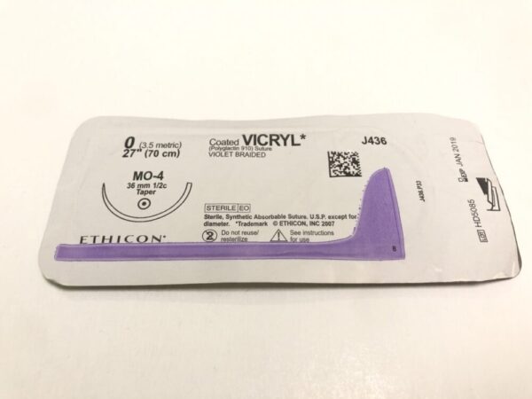 Ethicon J436 Vicryl Coated Suture Violet Braided 0 27" MO-4 36mm Taper (X)