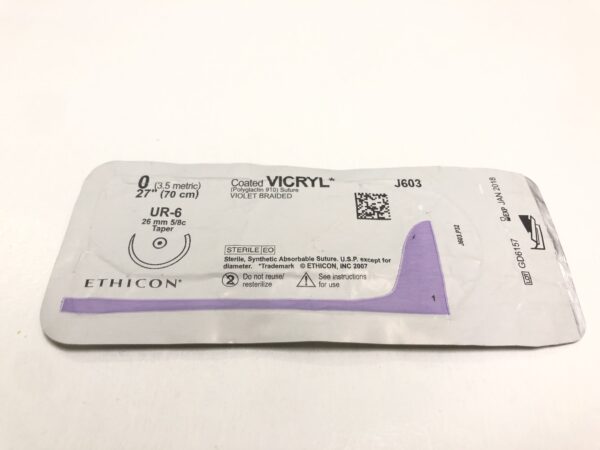 Ethicon J603 Vicryl Coated Suture Violet Braided 0 27" UR-6 26mm Taper (X)