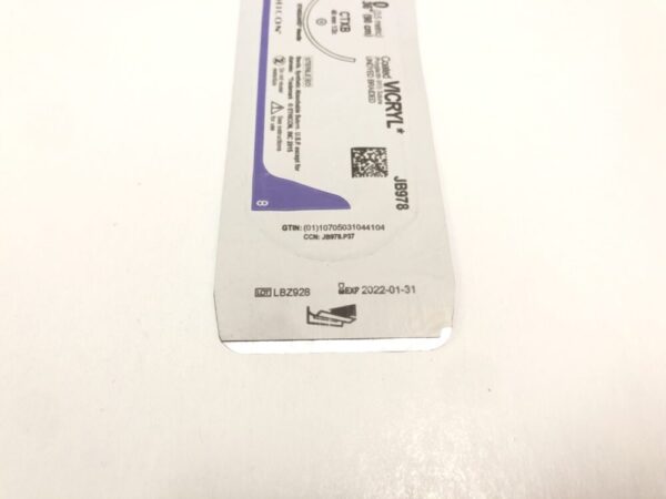 Ethicon JB978 Vicryl Coated Suture Undyed Braided 0 36" CTXB 48" Ethiguard Needle (X)