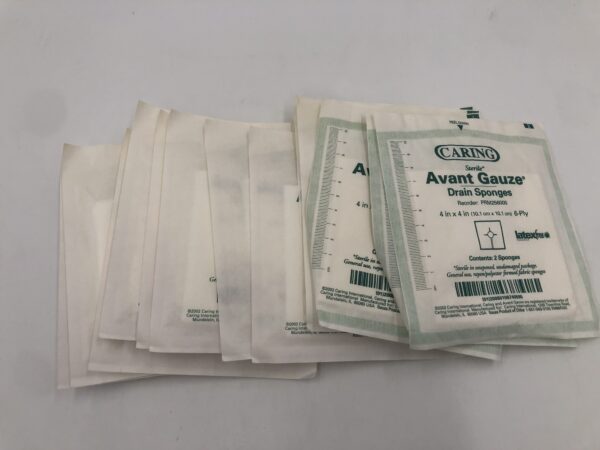 Caring PRM256000 Avant Gauze Drain Sponges 4in x 4in 6-Ply (15/Pack)