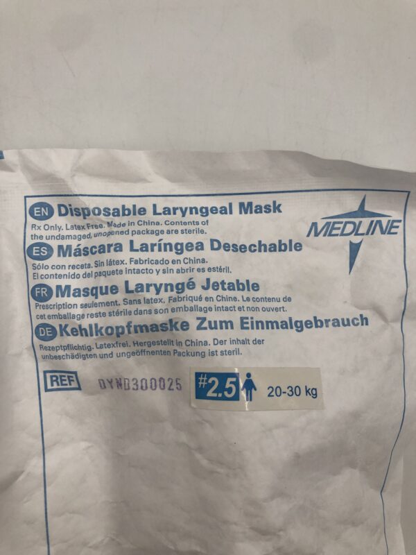 Medline DYND300025 Disposable Laryngeal Mask #2.5 20-30kg
