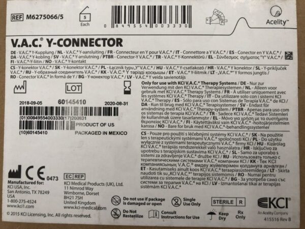 KCI M6275066/5 Acelity V.A.C. Y-Connector (5/Box) (X)