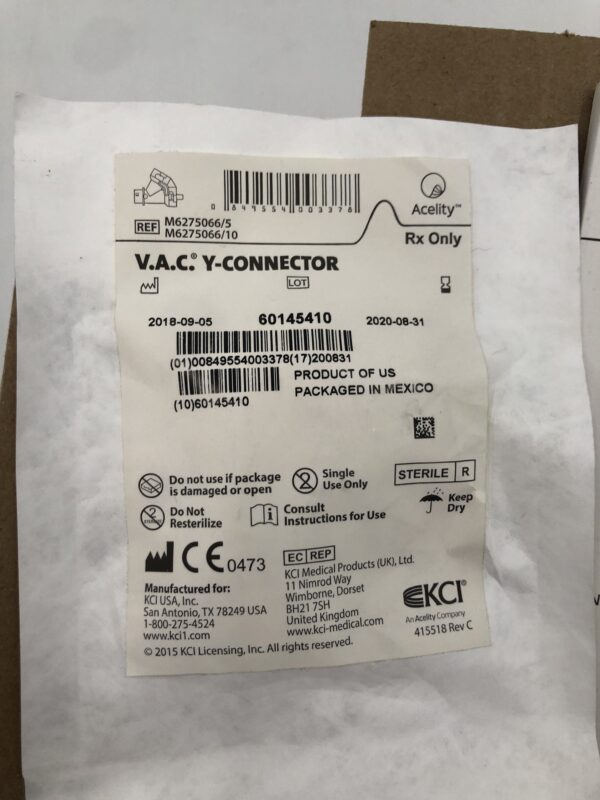 KCI M6275066/5 Acelity V.A.C. Y-Connector (5/Box) (X)