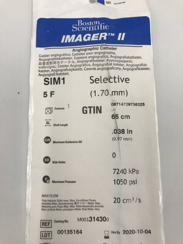 Boston Scientific 31430 Imager II SIM1 Selective Angiographic Catheter 5F (X)