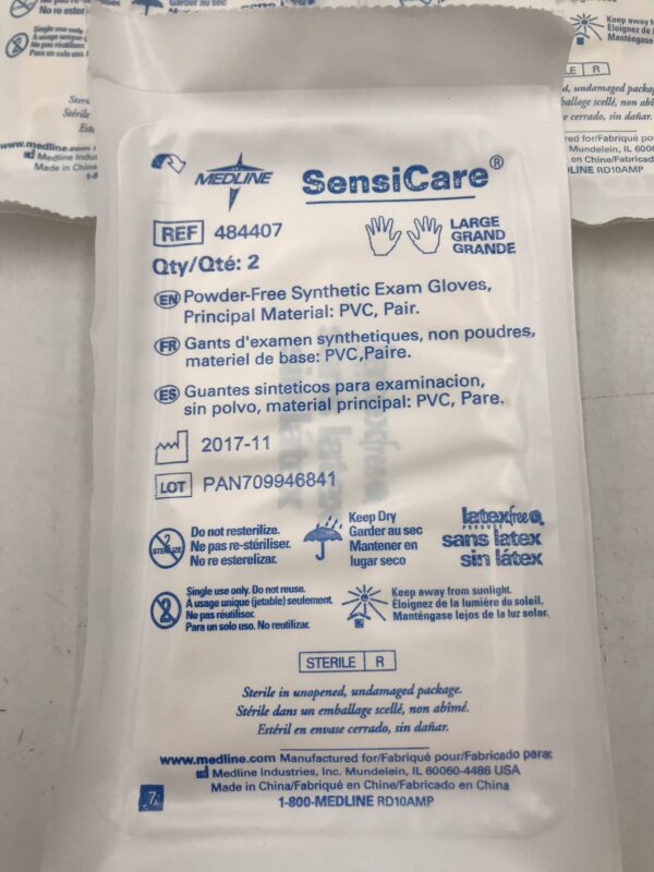 Medline 484407 SensiCare Large Powder-Free Synthetic Exam Gloves (5/Pack)