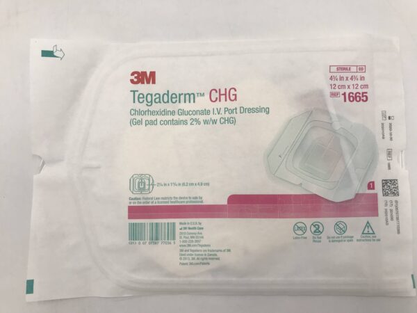 3M 1665 Tegaderm CHG Chlorhexidine Gluconate I.V. Port Dressing 4 3/4in x 4 3/4in (X)