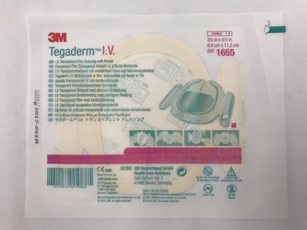 3M 1655 Tegaderm I.V. Transparent Film Dressing with Border 3 1/2in x 4 1/2in (X)
