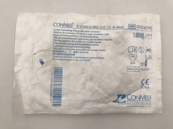 CONMED 0034290 Suction Connecting Tubing w/Male Connector 6' Long (X)