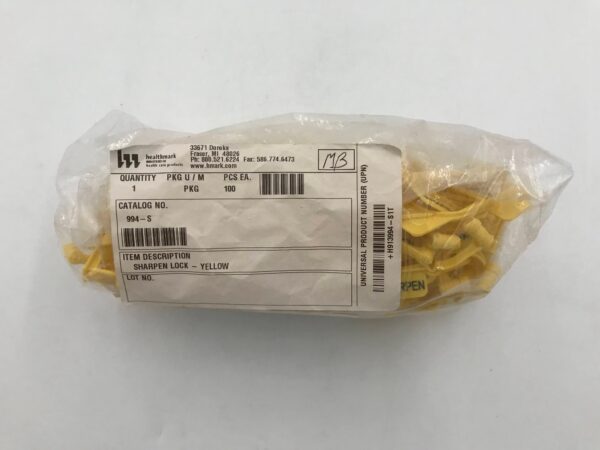 HEALTHMARK 994-S Sharpen Lock-Yellow (100/Bag)