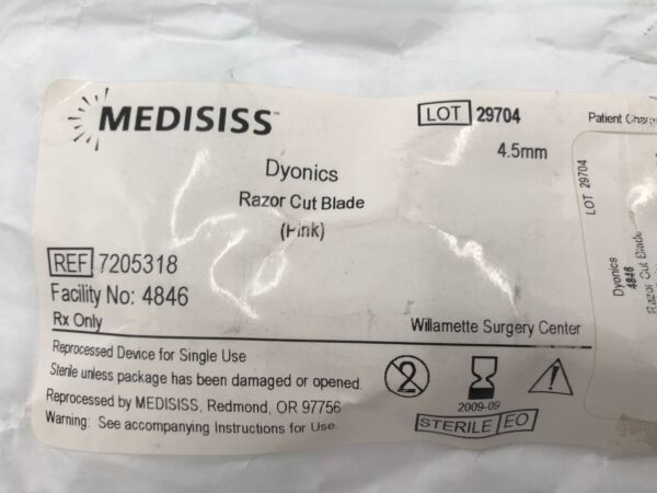 Smith & Nephew 7205318 Dyonics Razor Cut Blade 4.5mm (Reprocessed By Medisiss) (X)