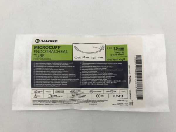 HALYARD 35111 Microcuff Endotracheal Tube for Pediatrics Oral/Nasal Magill I.D. 3.0mm x 4.3mm
