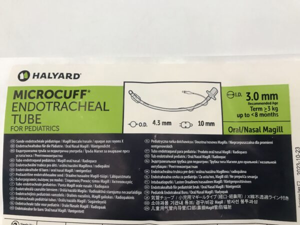 HALYARD 35111 Microcuff Endotracheal Tube for Pediatrics Oral/Nasal Magill I.D. 3.0mm x 4.3mm