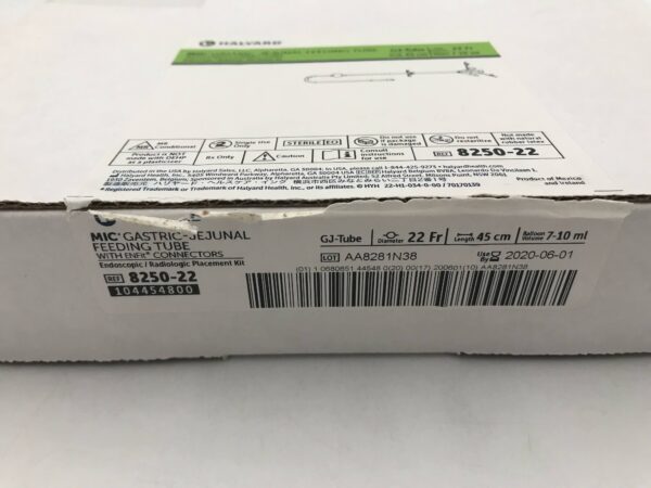 HALYARD 8250-22 Mic* Gastric-Jejunal Feeding Tube GJ-Tube 22Fr W/ENFit Connectors (X)